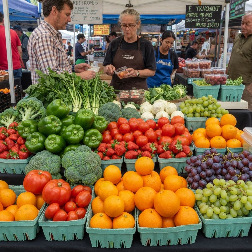 Sezonska tržnica sa različitim namirnicama